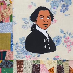 Olaudah Equiano in a black jacket.