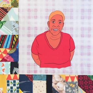 Loretta Harrison in a red shirt.