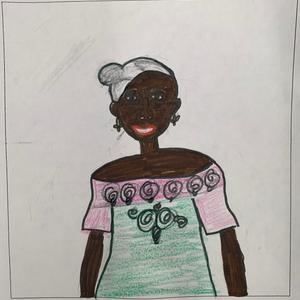 A drawing of Edna Lewis.
